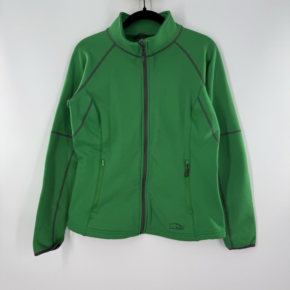 L.L. Bean Green Sweater Women's Fleece Full Zip Jacket Size Medium